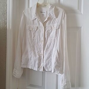 JNY Sport Jean Jacket White Linen Size Large